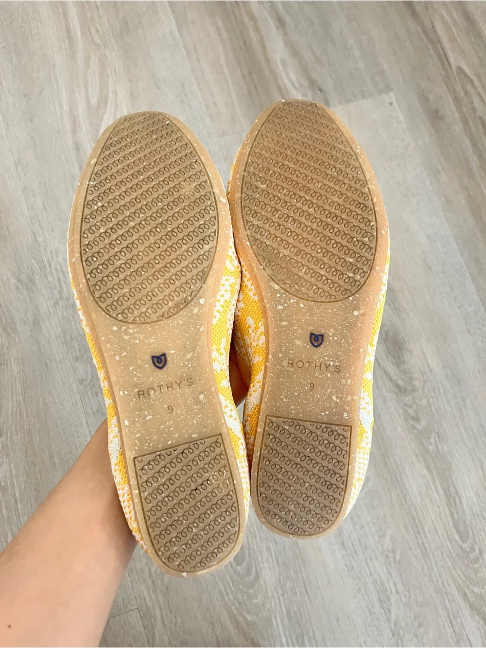 Rothy's The Daisy Square Toe Ballet Flat Yellow/White Size 9
